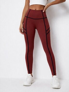 Antonio Melani Leggings Size Small Black & Rust Color Block Stretch